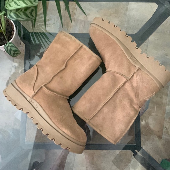 SKECHERS VTG 90’s Y2K Suede Leather Sherpa Lined Chunky Platform Boots - Picture 4 of 11